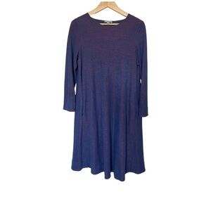 COS Minimalist Long Sleeve Jersey Knit Shimmer Duo Chrome Midi‎ Dress M